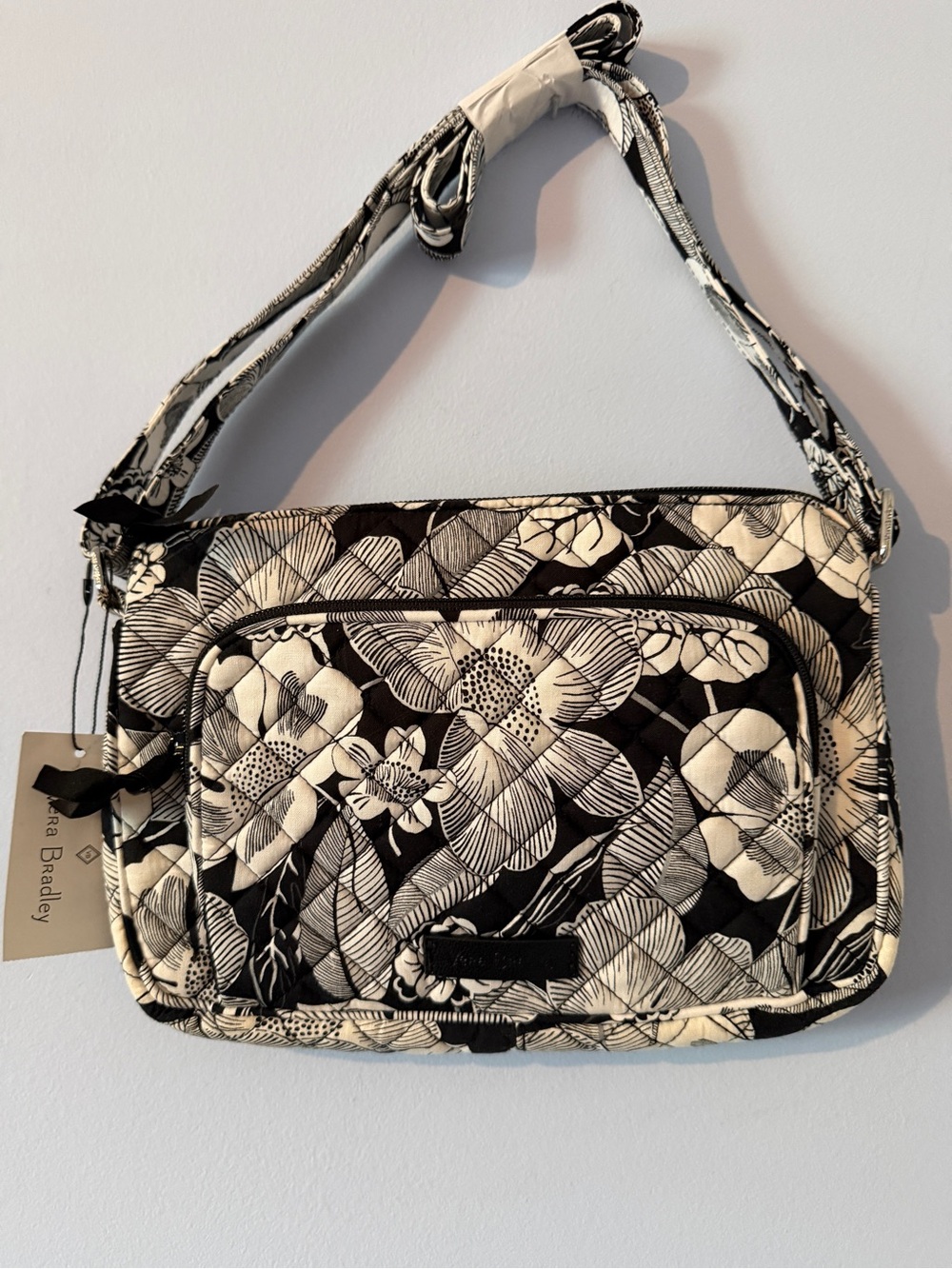 Vera Bradley Black and White Floral Quilted Crossbody